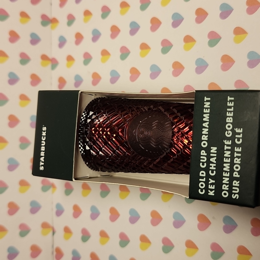 BNIB Starbucks Holiday 2022 Red Cold cup Jeweled Ornament Key Chain Key…